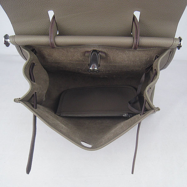 7A Replica Hermes Grey/Dark Coffee Kelly 32cm Togo Leather Bag 60667